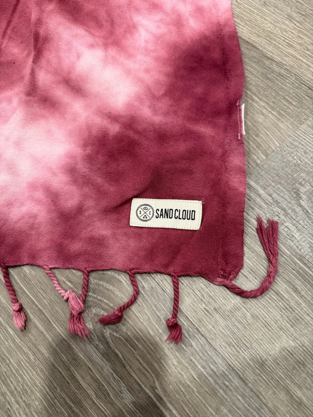 Sandcloud Tie-Dye Maroon & White Fringe Turkish Towel / Blanket